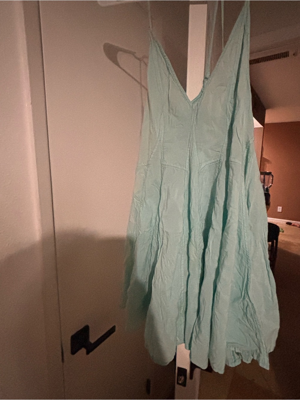 Free people dress mini boho Aqua V-Neck Spaghetti Strap Women's Dress